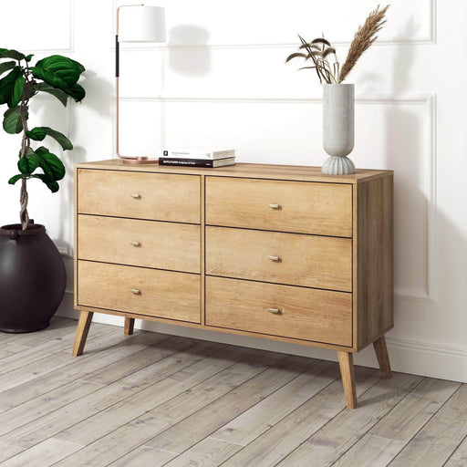 Pending - Prepac Dresser Milo 6-Drawer Dresser in Natural Oak