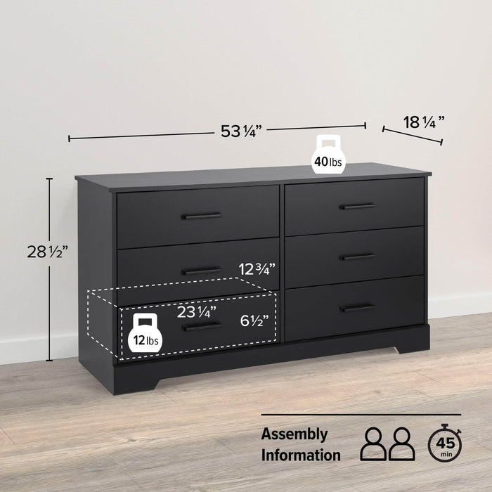 Pending - Prepac Dresser Rustic Ridge 6-Drawer Dresser- Available in 4 Colors