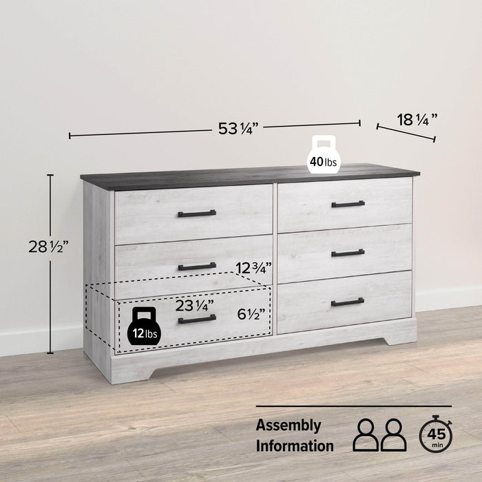 Pending - Prepac Dresser Rustic Ridge 6-Drawer Dresser- Available in 4 Colors