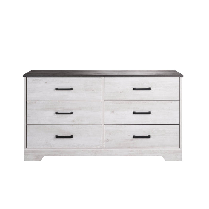 Pending - Prepac Dresser Washed White Rustic Ridge 6-Drawer Dresser- Available in 4 Colors
