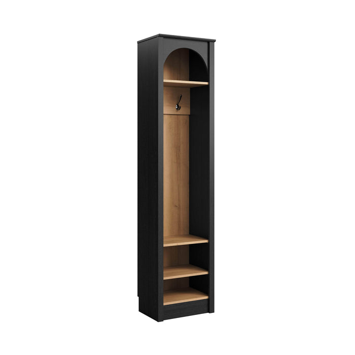 Pending - Prepac Hall Tree Ark 76" Arched Entryway Coat Rack in Black Oak