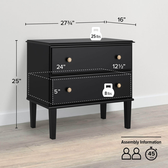 Pending - Prepac Nightstand Lux 2-Drawer Nightstand in Black