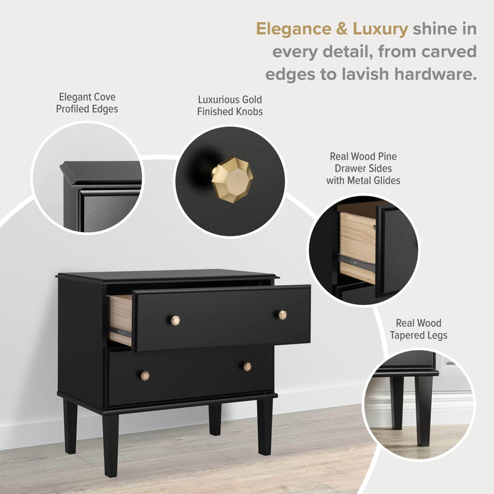 Pending - Prepac Nightstand Lux 2-Drawer Nightstand in Black