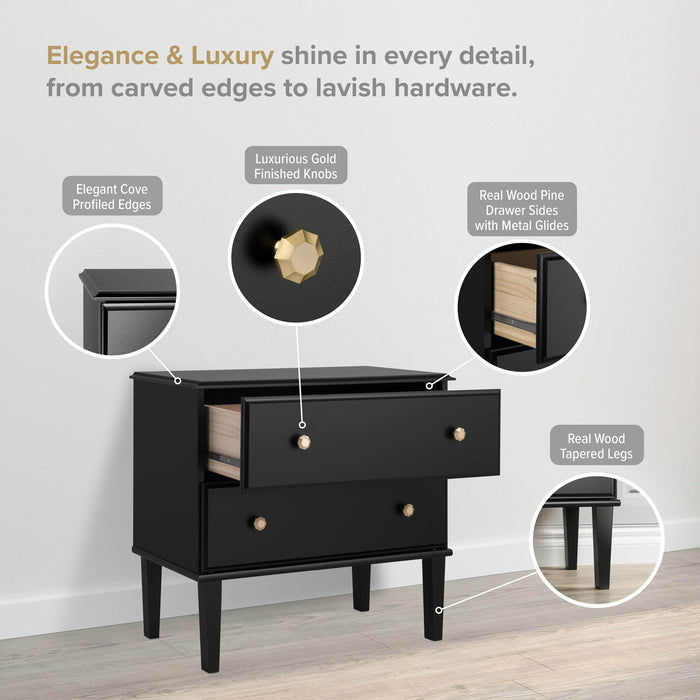 Pending - Prepac Nightstand Lux 2-Drawer Nightstand in Black