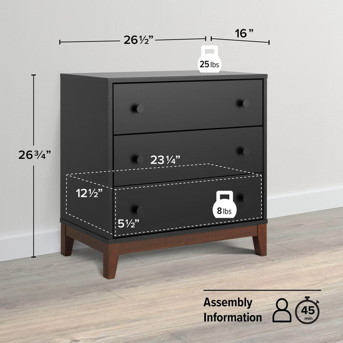 Pending - Prepac Nightstand Nordik 3-Drawer Nightstand in Black