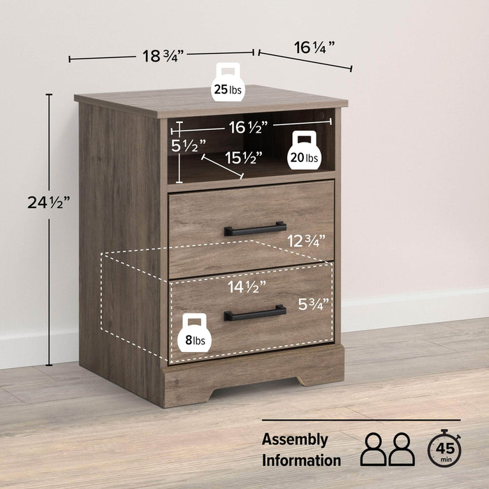 Pending - Prepac Nightstand Rustic Ridge 2-Drawer Nightstand - Available in 4 Colors