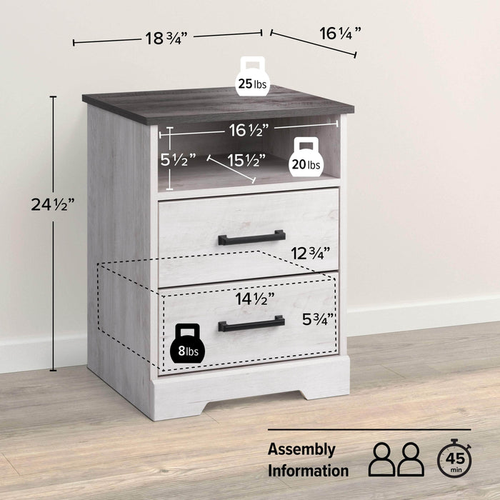 Pending - Prepac Nightstand Rustic Ridge 2-Drawer Nightstand - Available in 4 Colors