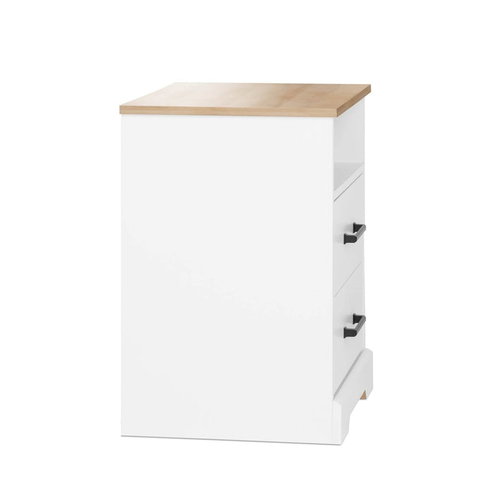 Pending - Prepac Nightstand Rustic Ridge Farmhouse 2-Drawer Nightstand in White & Natural Oak