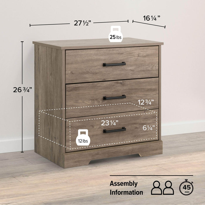 Pending - Prepac Nightstand Rustic Ridge Farmhouse 3-Drawer Nightstand - Available in 4 Colors