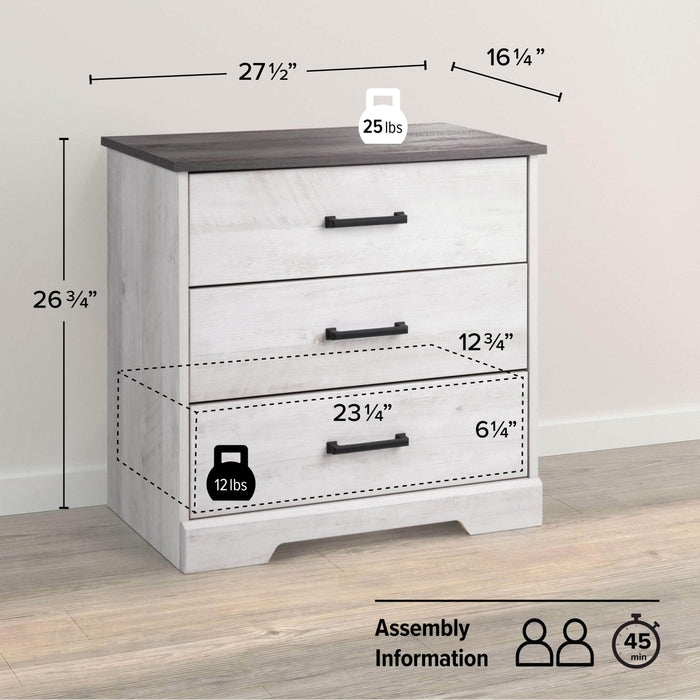 Pending - Prepac Nightstand Rustic Ridge Farmhouse 3-Drawer Nightstand - Available in 4 Colors