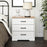 Pending - Prepac Nightstand Rustic Ridge Farmhouse 3-Drawer Nightstand in White & Natural Oak