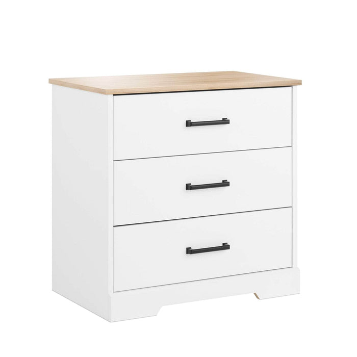 Pending - Prepac Nightstand Rustic Ridge Farmhouse 3-Drawer Nightstand in White & Natural Oak