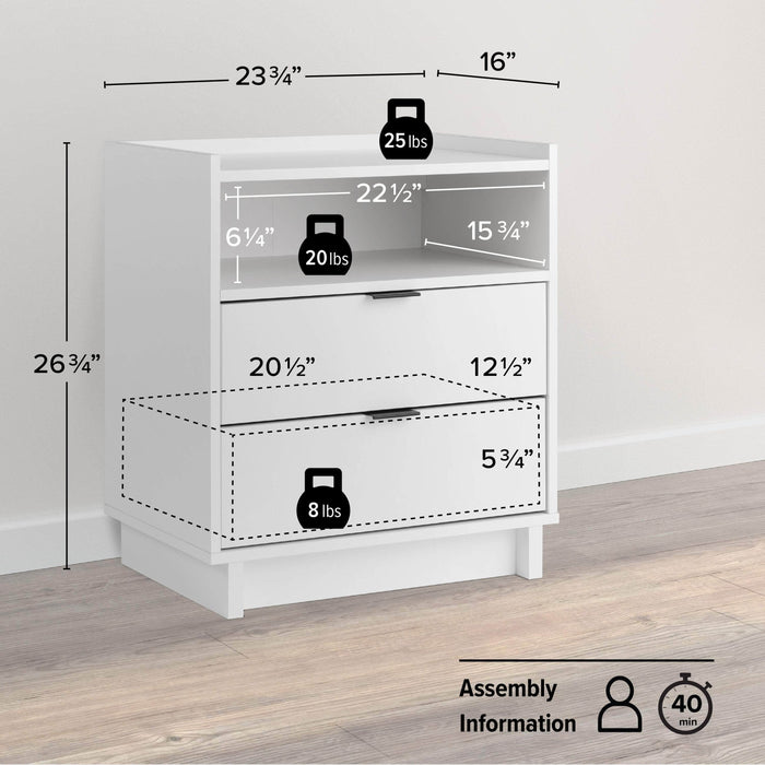 Pending - Prepac Nightstand Simply Modern 2-Drawer Nightstand - Available in 3 Colors
