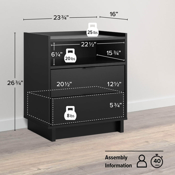 Pending - Prepac Nightstand Simply Modern 2-Drawer Nightstand - Available in 3 Colors