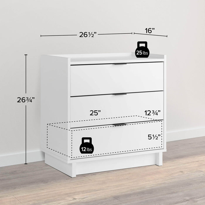 Pending - Prepac Nightstand Simply Modern 3-Drawer Nightstand - Available in 3 Colors
