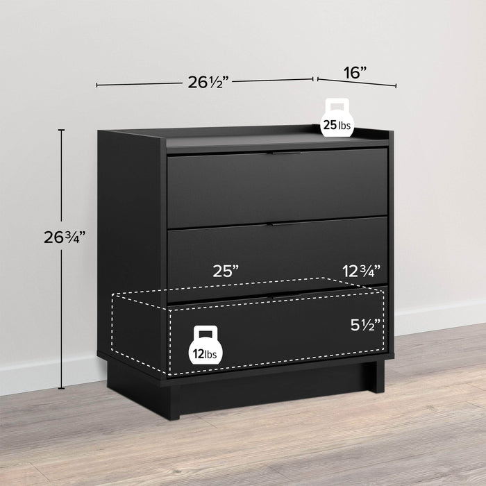 Pending - Prepac Nightstand Simply Modern 3-Drawer Nightstand - Available in 3 Colors