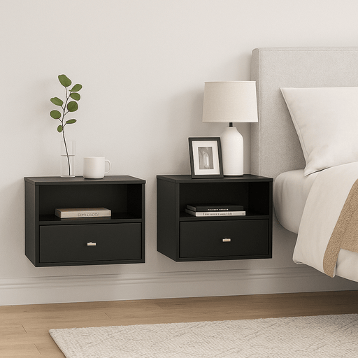 Pending - Prepac Nightstand Sonoma 1-Drawer Floating Nightstand (Set of 2) in Black