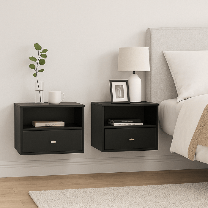 Pending - Prepac Nightstand Sonoma 1-Drawer Floating Nightstand (Set of 2) in Black
