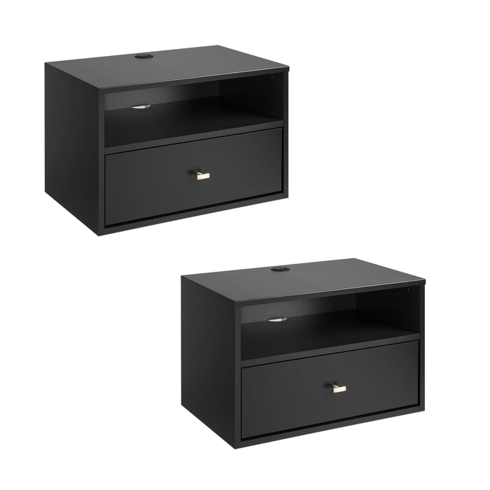 Pending - Prepac Nightstand Sonoma 1-Drawer Floating Nightstand (Set of 2) in Black
