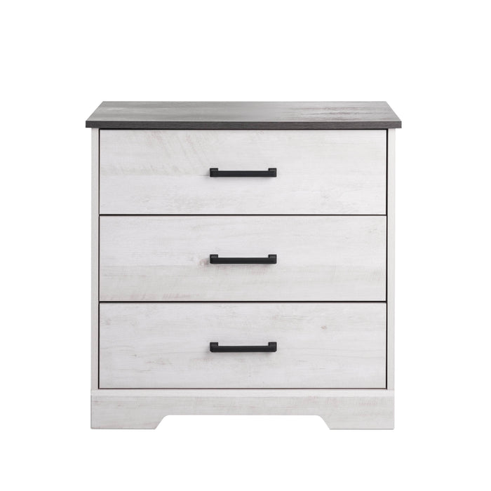 Pending - Prepac Nightstand Washed White Rustic Ridge Farmhouse 3-Drawer Nightstand - Available in 4 Colors
