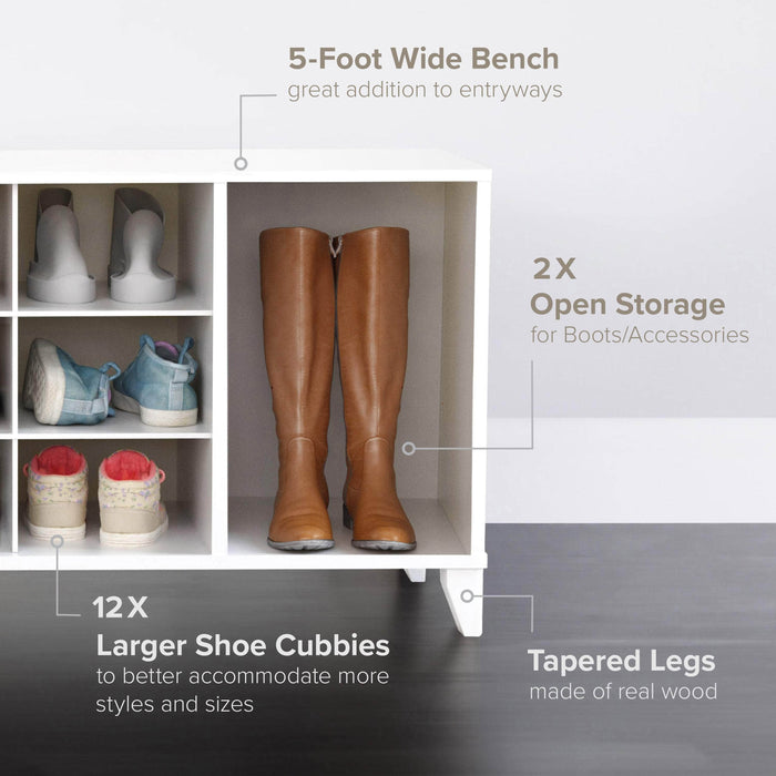 Pending - Prepac Shoe Cabinet 60" Wide Shoe Bench in White