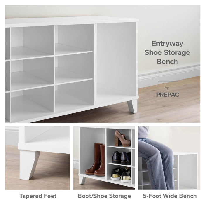 Pending - Prepac Shoe Cabinet 60" Wide Shoe Bench in White