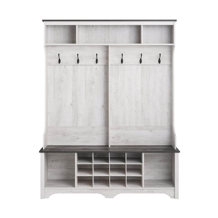 Pending - Prepac Shoe Storage Rustic Ridge 60" Shoe Storage with 24 Shoe Cubbies in Washed White