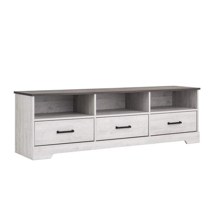 Pending - Prepac TV Stand Rustic Ridge 66" TV Stand in White Washed