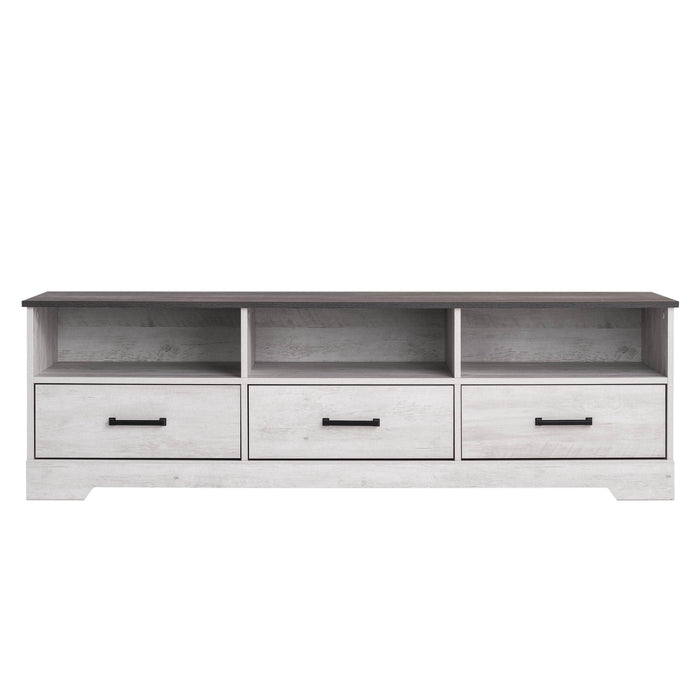 Pending - Prepac TV Stand Rustic Ridge 66" TV Stand in White Washed