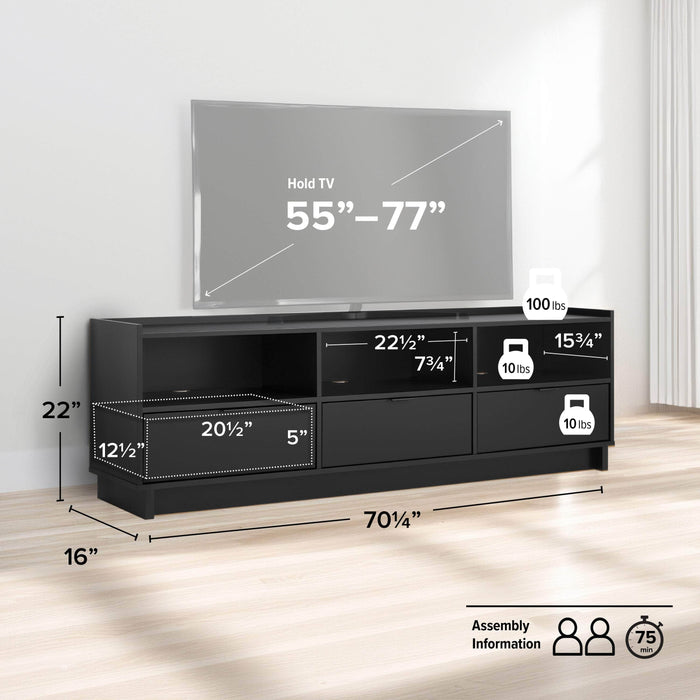 Pending - Prepac TV Stand Simply Modern 70.25" TV Stand - Available in 3 Colors