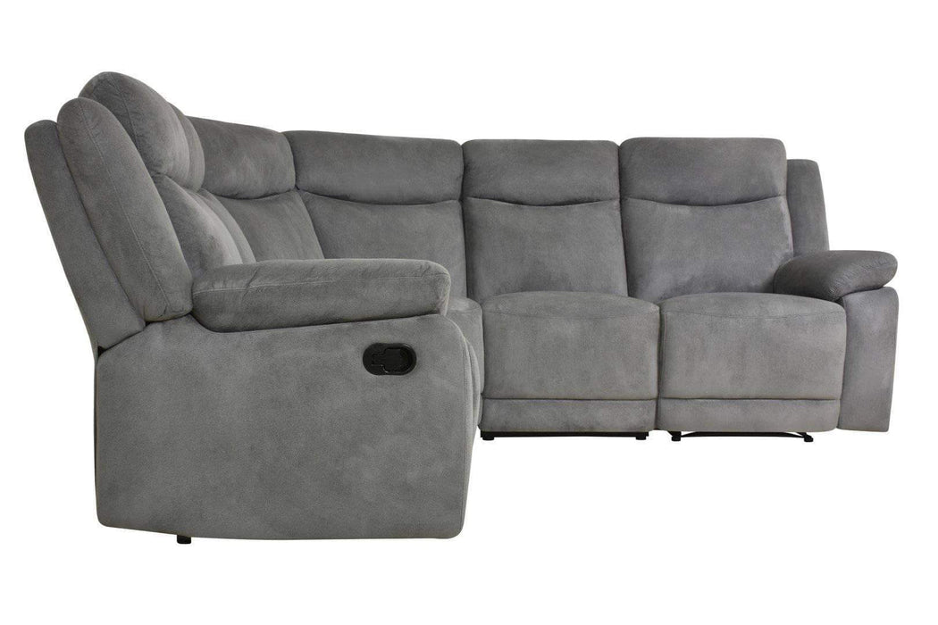 Volo Reclining Corner Sectional in Gray Fabric-Wholesale Furniture Brokers