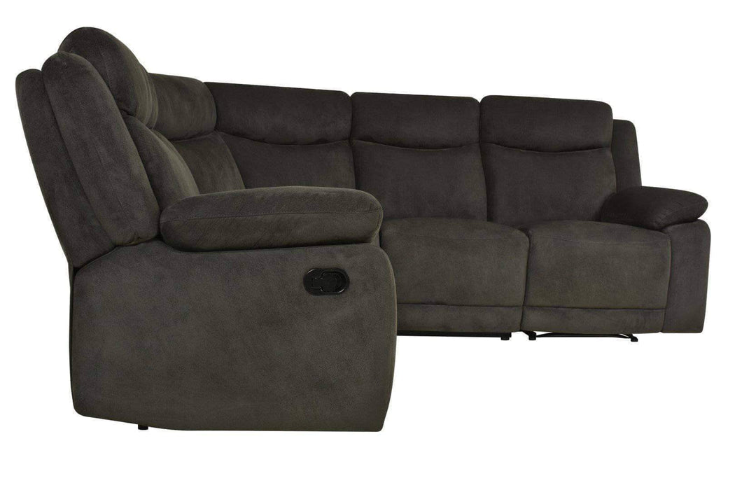 Volo Reclining Corner Sectional in Charcoal Fabric-Wholesale Furniture Brokers