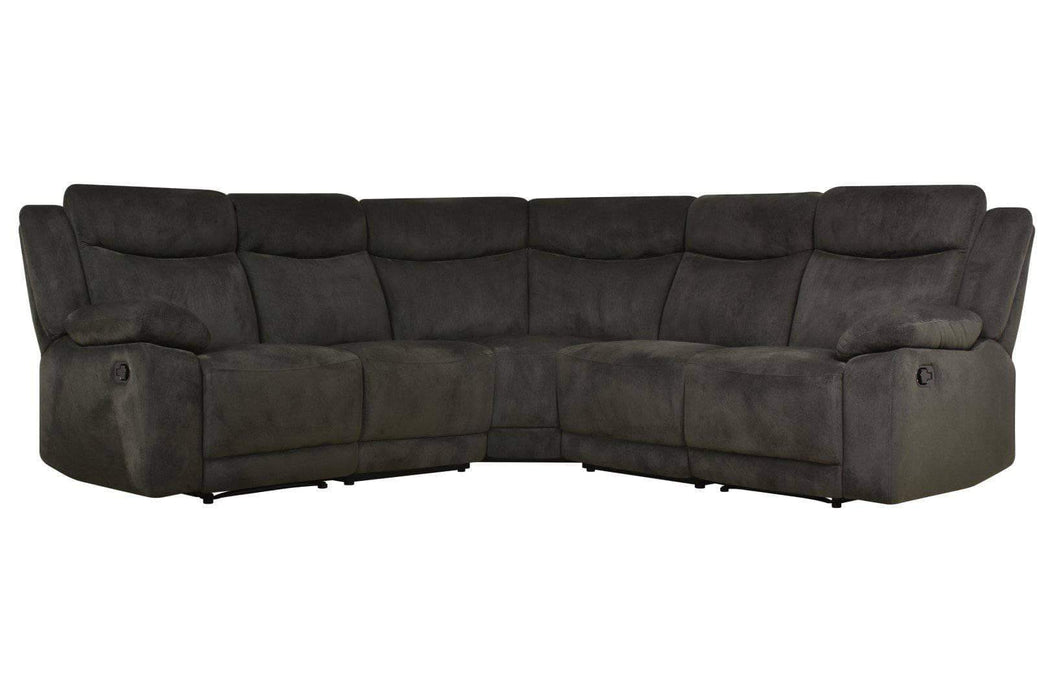 Volo Reclining Corner Sectional in Charcoal Fabric-Wholesale Furniture Brokers