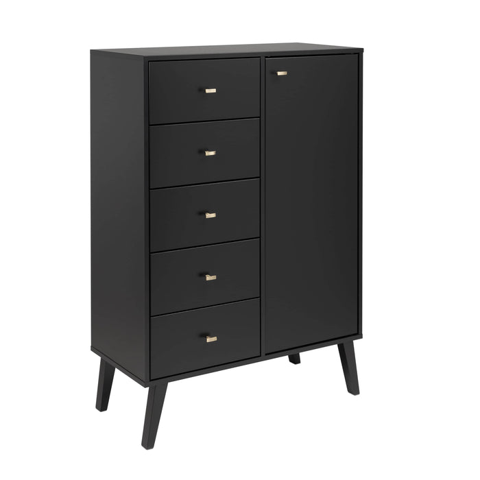 Milo Mid Century Modern 5-Drawer Chest with Door - Available in 4 Colors