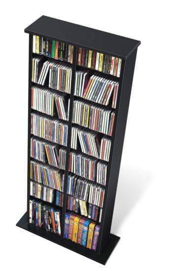Black Double Multimedia Storage Tower - Multiple Options Available-Wholesale Furniture Brokers