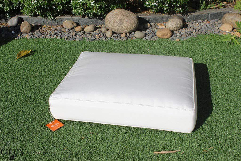 Marseille Natural Canvas Ottoman / Glass-Top Coffee Table-Wholesale Furniture Brokers