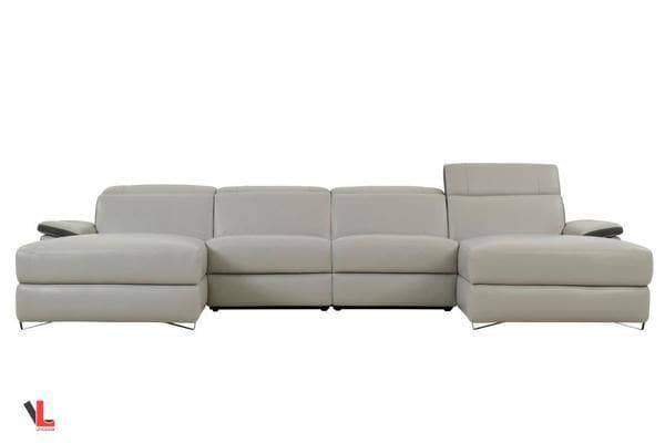 Aura Top Grain Gray Leather Large U-Shaped Sectional-Wholesale Furniture Brokers