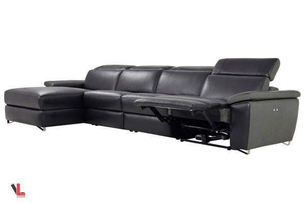 Aura Top Grain Black Leather Power Reclining Large Sectional with Left Facing Chaise-Wholesale Furniture Brokers
