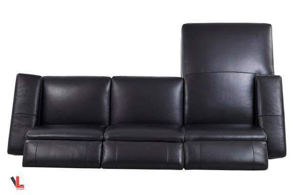 Aura Top Grain Black Leather Power Reclining Sectional with Left Chaise-Wholesale Furniture Brokers
