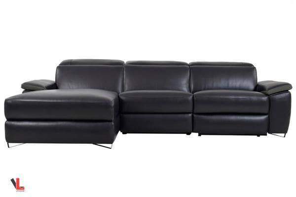 Aura Top Grain Black Leather Power Reclining Sectional with Left Chaise-Wholesale Furniture Brokers