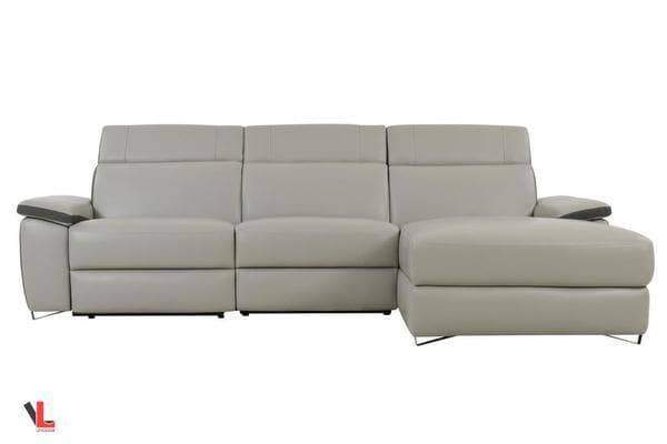 Aura Light Gray Power Reclining Medium Sectional with Right Facing Chaise-Wholesale Furniture Brokers