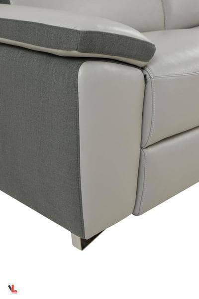 Aura Top Grain Light Gray Leather Power Reclining Loveseat-Wholesale Furniture Brokers