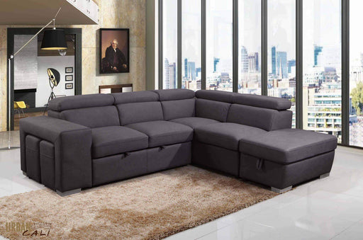 Pasadena Large Sleeper Sectional with Storage Ottoman and 2 Stools-Wholesale Furniture Brokers