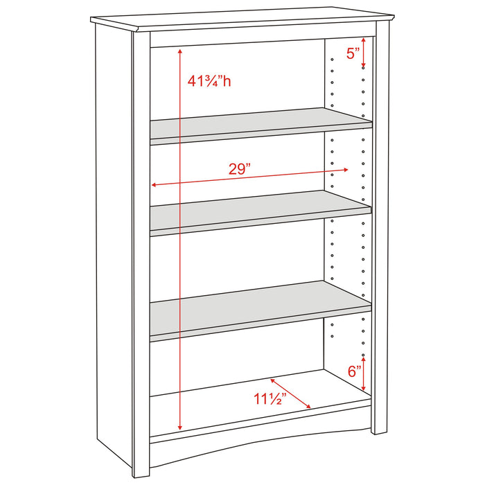 Four Shelf Bookcase - Available in 2 Colors