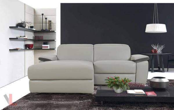 Aura Top Grain Light Gray Leather Small Sectional with Right Facing Chaise-Wholesale Furniture Brokers