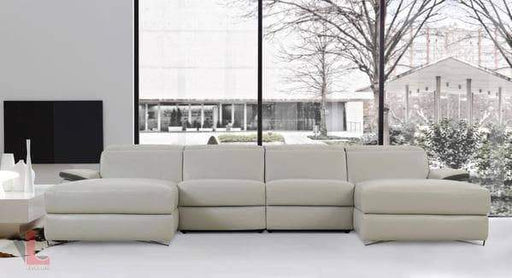 Aura Top Grain Gray Leather Large U-Shaped Sectional-Wholesale Furniture Brokers