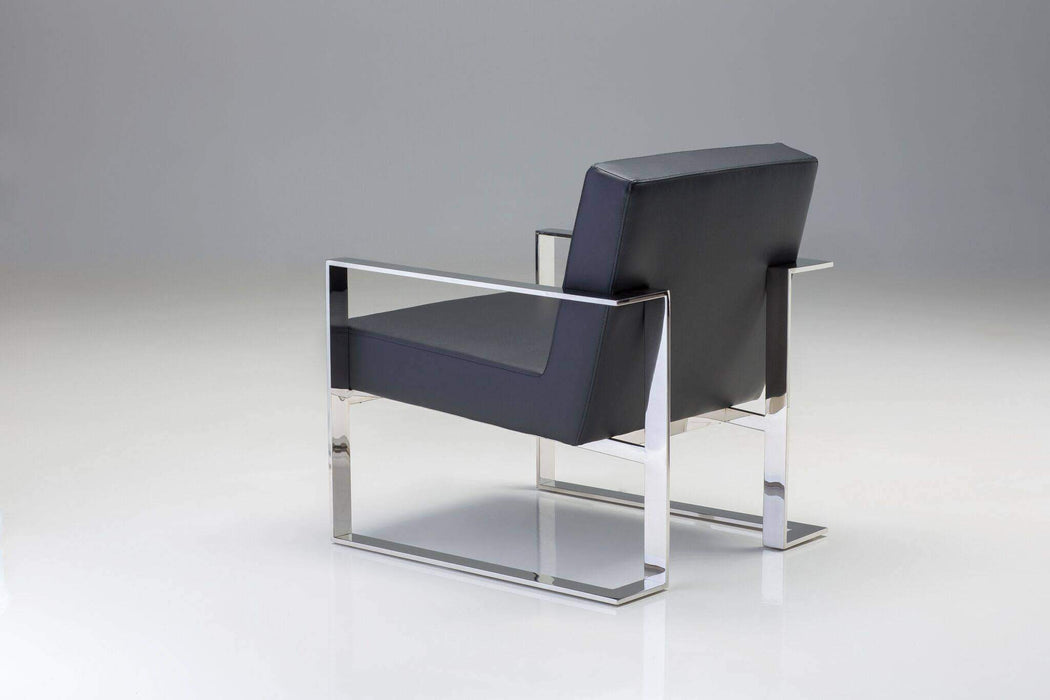 Mobital Accent Chair Motivo Arm Chair Black Leatherette with Polished Stainless Steel