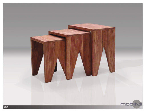 Mobital Coffee Table Cut 3 Piece Nesting Low End Table Natural Sheesham Wood