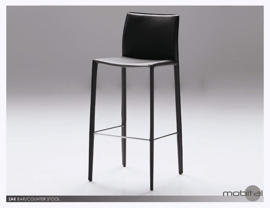 Mobital Counter Stool Black Zak Counter Stool Full Leather Wrap Set of 2 - Available in 3 Colors