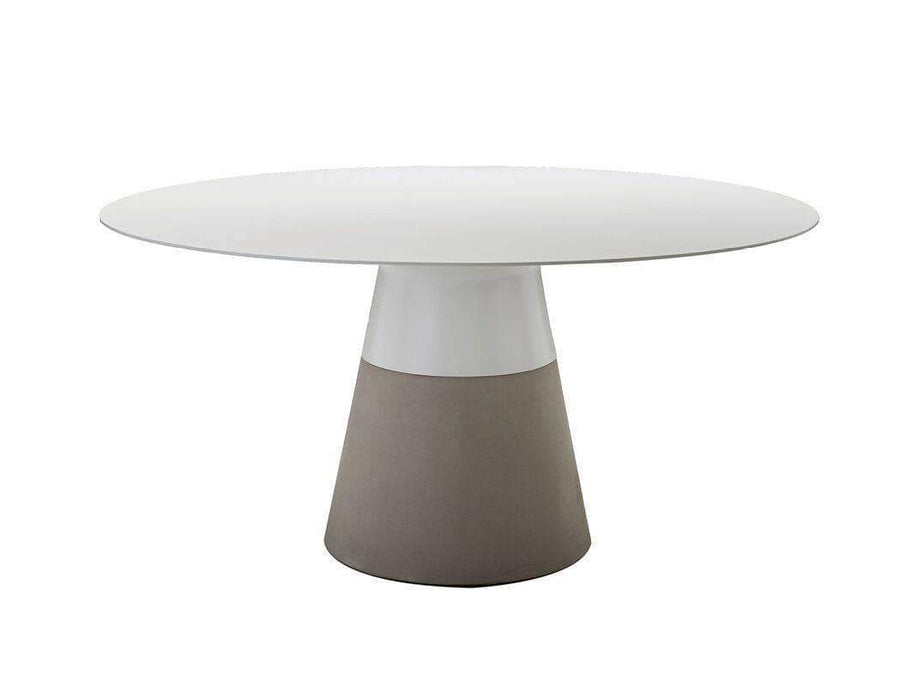 Mobital Dining Table White / 63" Maldives Round Dining Table White Solid Surface with Fiber Concrete Base